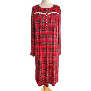 Christmas Nightgown Pajamas Loungewear Holiday Plaid Velour XL 16 18 New